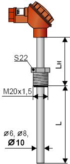 Габаритные и установочные размеры Термопреобразователя ТСМ-002